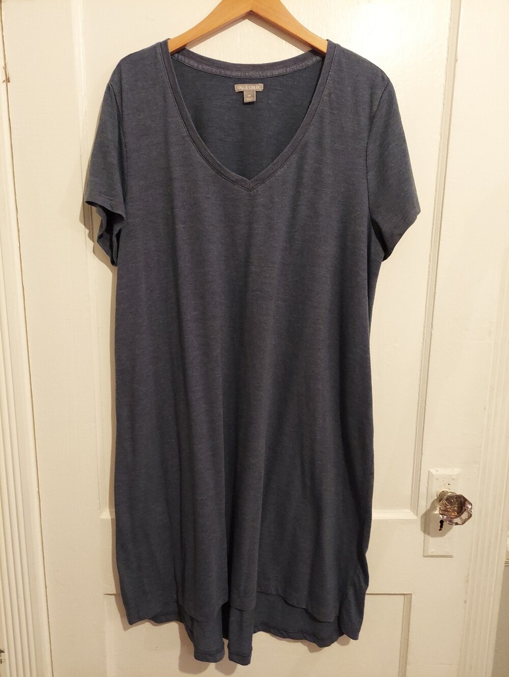 Falls Creek Shift Dress Women Plus 1X Navy Cotton Blend Casual Loose T-Shirt